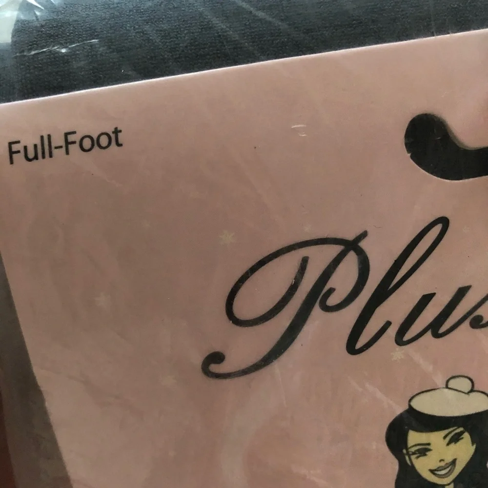 Plush Full Foot Tights Grey Size Large